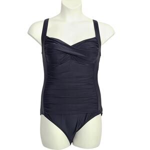 NEW Swimsuits for All One Piece Bathing Suit Black 12 Ruched